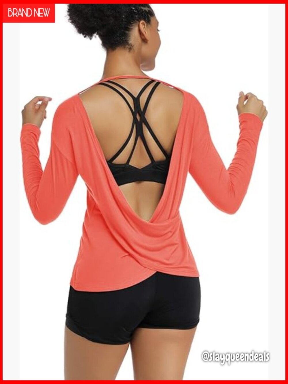 Long Sleeve Backless Yoga Shirt, Modal Spandex Workout Top, Loose Fit